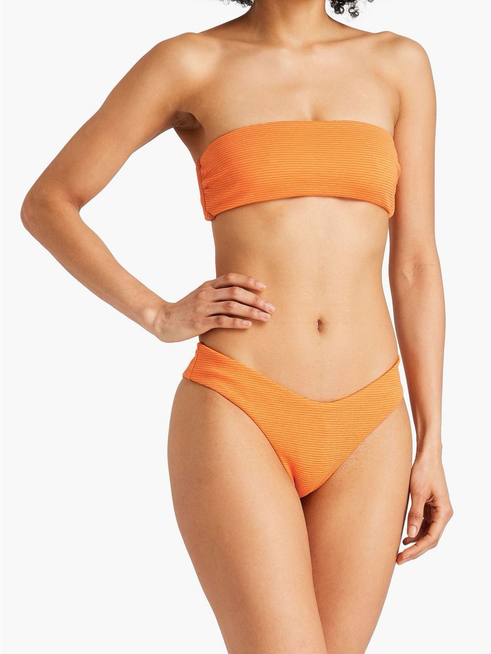 Mara Hoffman Orange Ribbed Bandeau Bikini Set